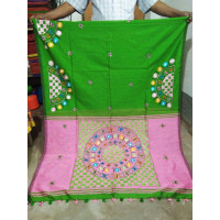 Embroidered silk cotton saree 