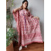 Hand Block Printed Cotton Kaftans Nightwear - SJ010 - Pink, Yellow, Light Pink