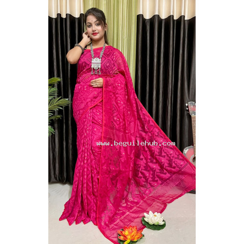 Beautiful Anurupa Jamdani Saree - SS003- Pink