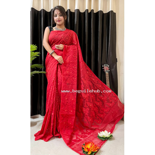 Beautiful Anurupa Jamdani Saree - SS004 - Red