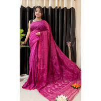 Beautiful Anurupa Jamdani Saree - SS010- Pink