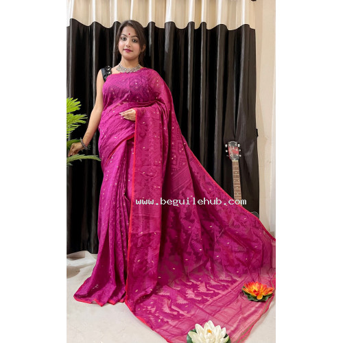 Beautiful Anurupa Jamdani Saree - SS010- Pink