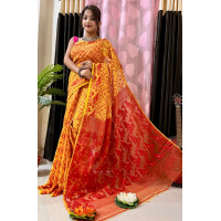 Beautiful Anurupa Jamdani Saree - SS013- Yellow