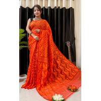 Beautiful Anurupa Jamdani Saree - SS018- Orange