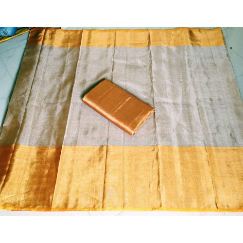 Uppada Tissue Saree  -offwhite /yellow 